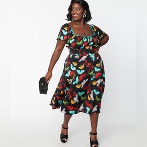 Colorful Butterfly Print Dress NWOT